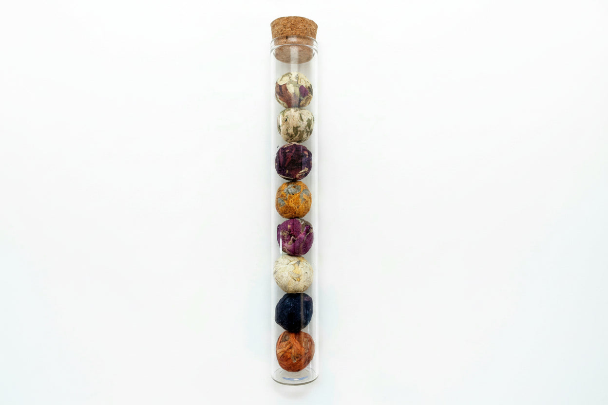 Glass Tube of 8 Blooming Teas